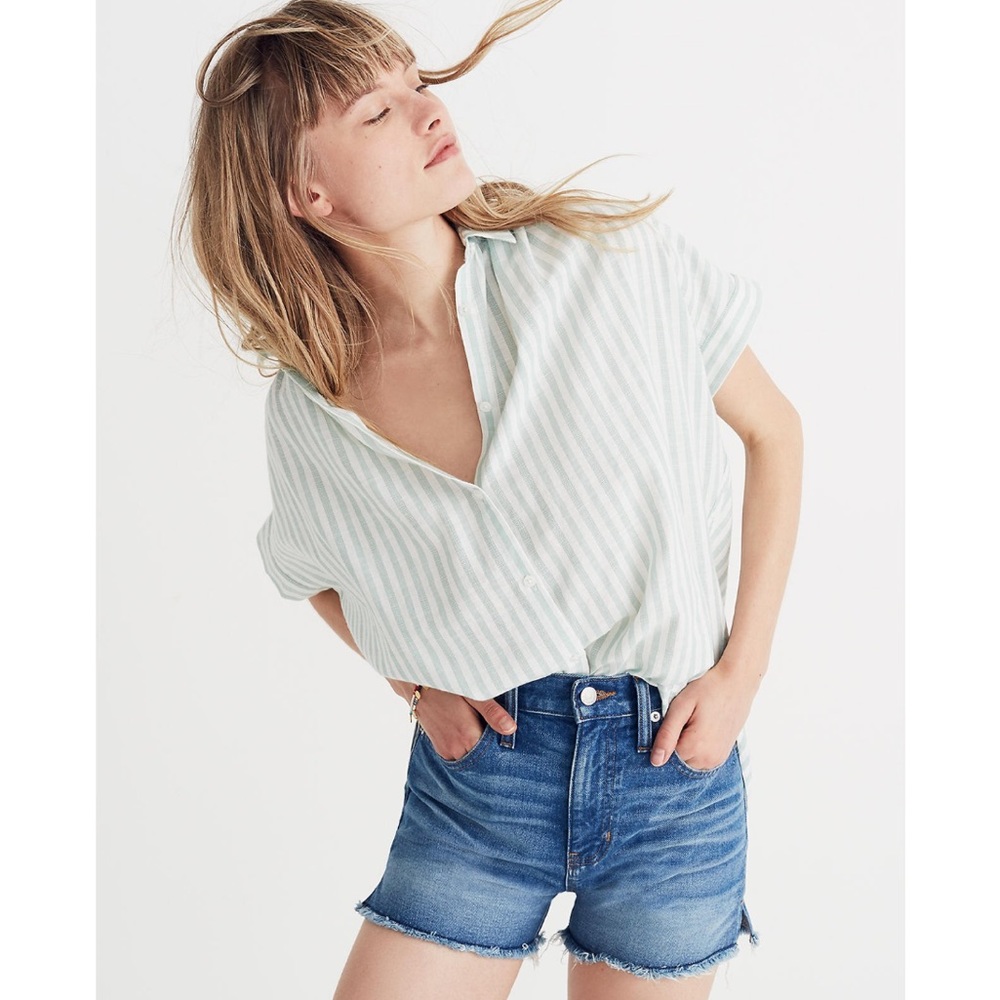 EUC Madewell Mint Stripe Central Shirt